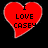 Red heart-shaped icon with black text "I LOVE CASEY" on a black background, showing pixelated edges and varying opacity across three views.