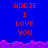 Blue background with red text reading 'ADDIE I LOVE YOU' repeated three times, separated by pink pixelated wave borders.
