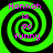 Four identical green and black spiral patterns with pink text reading "Hannah is so funny" arranged in a on a black background