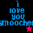 Four display 'i love you smooches' text with a star symbol; top-left and bottom-left have black and pink backgrounds respectively, while top-right and bottom-right have maroon backgrounds