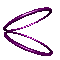 Purple spiral shapes transition from overlapping loops to open ovals across three of each on a gray background