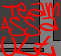Static 61x56 pixel image with red text on dark background, appearing as a stylized logo or nameplate in low-resolution digital art style.