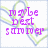 Animated icon with purple text reading 'maybe next summer you'll fall in love with me <3' over layered heart outlines in blue and green on white background.