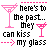 Animated contact sheet of a 5x5 grid showing repeated frames from an AIM buddy icon animation featuring pink martini glasses and text about the past, with subtle color variations across sampled frames.
