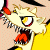 Pixelated cartoon character with exaggerated expression next to green text logo on dark background