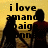Silhouettes of four figures holding hands against a yellow background with pixelated text reading 'i love amanda baird.com' and 'forever ndi alw <3'.