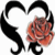 Animated contact sheet showing two frames of a buddy icon with black heart-shaped swirls, orange roses, and text changes between "SC" and "Unloved".