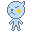 Two pixelated blue figures with yellow crosses on their faces stand side-by-side against a gray background, differing only in facial expression and eye position.