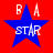 Red background with four blue stars, each containing white text "BA" above and "STAR" below.