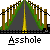 Animated sequence of a cartoon character driving through a tunnel with computer monitors, transitioning to static text screens displaying 'IF YOU DONT LIKE MY DRIVING CALL 1-800 EAT SHIT' in red and black.