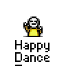 Animated contact sheet of a yellow stick figure dancing with soccer ball props, displayed in 5x5 grid on gray background.