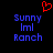 Red pixelated heart symbol above blue text reading 'Sunny Imi Ranch' on black background.