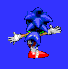 Blue anthropomorphic hedgehog with red shoes and white gloves in multiple poses against solid blue background.