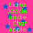 Bright pink background with scattered blue stars, green text listing names and phrases in two vertical