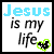 Six variations of "Jesus is my life" text with different colors and heart symbols, each in a separate