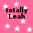 Pink background with white stars and four instances of black text reading 'totally Leah' in a