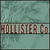 four with a teal marbled background, each containing the text 'HOLLISTER Co' in brown pixelated letters
