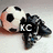 A soccer ball and black-and-white shoe icon with changing text overlays across four