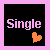 Static pixel art icon with pink border, black background, pink text "Single", and orange heart symbol.