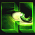 A 2x2 contact sheet of four green neon-style letter frames with a dark background, showing sequential animation changes in the top-left frame's internal content while the bottom two frames remain static.