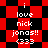 Pixelated red and black checkered background with white text reading 'i love nick jonas!! <333' in two distinct layouts, one square and one diamond pattern