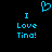 Blue pixelated text and heart symbol on black background, with identical left and right text blocks.
