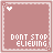 pixelated icons with pink backgrounds, white borders, and small heart symbols in the top-left corners. Each icon displays text variations of 'DONT STOP BELIEVING' in a retro font