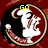Two circular icons with maroon backgrounds show a white figure holding a striped object, each displaying different yellow text above.