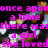 Pixelated image with pink text over a dark background showing two figures in motion, one holding the other.