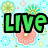 Pixelated text 'LIVE' in green and 'LOVE' in cyan on a floral background with pink flowers, blue circles, and light blue backdrop.