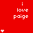 Red background with white text 'i love paige' and varying numbers of white star icons in a