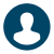 A circular blue icon with a white silhouette of a person's head and shoulders centered inside.