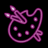 Two side-by-side neon-style icons depicting a stylized cat-like figure with glowing pink lines and dots on black background, left frame shows darker outline while right frame shows brighter glow.