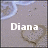 Pixelated static image with light purple background, white text reading "Diana," and faint brown circular patterns.