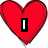 Two red heart shapes with text and a person image below; one heart shows 'I', the other 'Love', with 'Justin' text over a person in dark clothing.