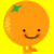 Pixelated orange fruit character with green leaf, smiling face, and small legs on yellow background.