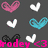 Pixelated heart-shaped icons in pink, white, and cyan arranged on a dark gray background with 'Prodey <3' text at the bottom.