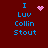 A red background displays blue text reading "I Luv Collin Stout" with a pink heart icon that changes to a pink starburst and then a pink dotted circle across observations.