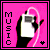 Pixelated animated buddy icon showing a hand holding an MP3 player with pink background and "MUSIC" text, featuring two frames with plus/asterisk symbols at bottom right.
