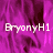 Pixelated text 'BryonyH1' appears in white over a magenta background with dark purple accents, displayed across multiple overlapping views.