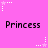 Pixelated pink background with repeated 'Princess' text and star-shaped icons in white and light purple.