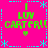 A bright pink background displays four identical pixelated text blocks arranged in a , each containing "I LUV CARTER!!" with a small heart symbol below the text