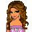 Pixel art of a woman with long brown hair and green eyes, wearing a purple strapless dress with silver accents. Text elements include 'shopping' in pink and black lettering above 'spree', with heart symbols below each text block.