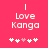 A bright pink background displays the text 'Love Kanga' in white pixelated font with a of five small heart symbols below