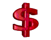 Red 3D dollar sign icons rotate through multiple angles on a gray background, displaying different perspectives of the symbol.