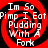 Red and black spiral pattern with white text reading "Im So Pimp I Eat Pudding With A Fork" arranged in a circular layout.