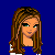 Pixel art contact sheet showing three variations of a Cubs Fan icon with a woman's head, baseball player torso/legs, and shoes against blue background with stars.