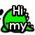 Green cartoon character with black outline and white text overlays reading 'Hi my name is dino!' across three