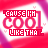 A 4x4 contact sheet of identical animated frames showing a red and white pixelated text design with 'CAUSE I'M COOL LIKE THAT.' on a pink-purple gradient background.