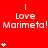 Red background with white text 'Love Marimeta!' and white asterisks arranged in vertical , some asterisks animate to form curved lines